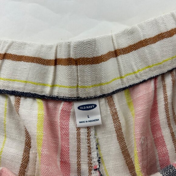 Old Navy Bright Stripe Linen Blend Wide Leg Lounge Pant L - Picture 4 of 7